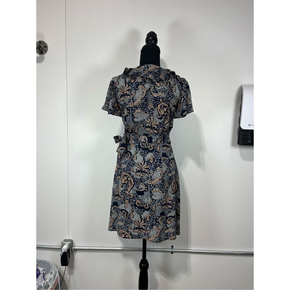 Chelsea28 Print Ruffle Wrap Dress Size Small Women’s Navy - Picture 5 of 10